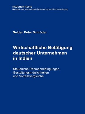 cover image of Wirtschaftliche Betätigung deutscher Unternehmen in Indien